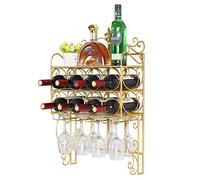 GSACLKES Wine Racks Bar Decor Industrial Home Multi-Layer, Metal Hangiwine Glass Rack Wall-Mounted Wine Bottle Wine Cabinet, Bar Home & Kitchen Décor Wine Shelf Organizer/Noir