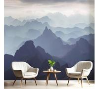 GSAEIMCT Bleu Et Blanc Montagnes Nuageuses 3D Art Papier Peint Panoramique Paysage De Rêve Décoration Manger Adulte Chambre D'Enfants Intérieure Salon Étude Canapé Chambre Fond Tv Mur,350X260Cm