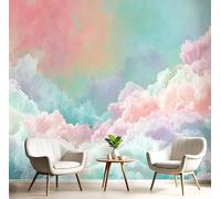 GSAEIMCT Couleur Nuages Du Ciel 3D Art Papier Peint Panoramique Aquarelle De Rêve Décoration Manger Adulte Chambre D'Enfants Intérieure Salon Étude Canapé Chambre Fond Tv Mur,250X170Cm
