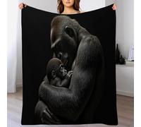 GSAEIMCT Couverture Douillette Mère Et Bébé Gorille,Noir Animaux Individuels,Couverture Douce en Polyester pour Fille,Plaid Confortable en Microfibre,100X130Cm