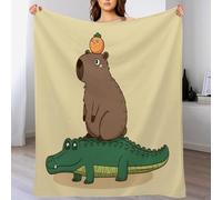 GSAEIMCT Couverture Douillette pour Enfant Vert Brunâtre Crocodile Capybara 220X240Cm Couverture Polaire pour Fille Animaux De Dessin Animé Imprimé Couverture Polaire pour Canapé Et Salon