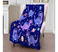 GSAEIMCT Couverture Polaire Bleu Foncé Astronaute Dinosaure 3D Animaux De Dessin Animé Douce Chaude Microfibre Ete Hiver Flanelle 130X150Cm pour Jeté De Canapé,Dessus De Lit pour Enfant Fille Garcon