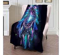 GSAEIMCT Couverture Polaire Bleu-Vert Attrape-Rêves Lumineux,Plaid Flanelle Microfibre Esthétique Bohème Douce Chaude Moelleuse pour Canapé Lit Voyage Plaid Chaise Décorative,75X100Cm