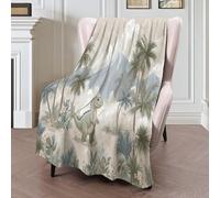 GSAEIMCT Dinosaures De La Jungle Sherpa Throw Blanket Couverture en Flanelle Animaux du Paysage Imprimée en 3D,Polaire Moelleuse Polairee Douce Et Chaude pour Adolescents Et Adultes Beige,100X130Cm