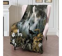 GSAEIMCT Dinosaures De La Jungle Sherpa Throw Blanket Couverture en Flanelle Animaux Naturels Imprimée en 3D,Polaire Moelleuse Polairee Douce Et Chaude pour Adolescents Et Adultes Gris-Vert,150X200Cm