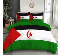 GSAEIMCT Ensemble De Literie Imprimée en 3D Housse De Couette Rouge Blanc Drapeau du Sahara Occidental Housse De Couet 3 Pièces Lit Décoration De Chambre en Microfibre Douce King 220X240Cm