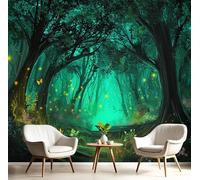 GSAEIMCT Fond D'Écran 3D Mural Vert Lucioles Des Forêts Papier Peint Tapisserie Murales Panoramique Illustrations Fantastiques Mur De Fond Tv Chambre Enfant Adulte Poster Murales Décoration,150X105Cm