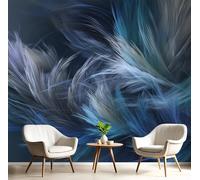 GSAEIMCT Gris-Bleu Papier Peint 3D Panoramique Plumes De Ligne Peinture Design Moderne Photo Murale Décor Mural,Art Impressionniste Pour Salon Chambre Tv Fond D'Enfant Décoration Poster