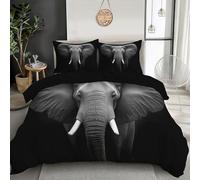 GSAEIMCT Housse De Couette 140X200Cm Adultes 3D Noir Et Blanc Éléphant Fort Parure De Lit Portrait Animalier Douce Microfibre Housse De Couette 3 Pièces avec Fermeture Éclair+ Taies d'oreiller
