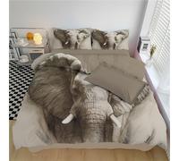 GSAEIMCT Housse De Couette 140X200Cm avec 1 Taies d'oreiller 65X65 Cm,Motif Éléphant D'Afrique Simplifié Gris,Parure De Lit en Microfibre Dessin Réaliste avec Fermeture Éclair