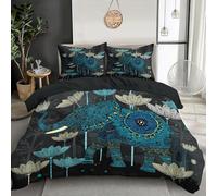 GSAEIMCT Housse De Couette 200X200Cm Adultes 3D Blanc Vert Éléphant De Lotus Parure De Lit Animaux Fantastiques Douce Microfibre Housse De Couette 3 Pièces avec Fermeture Éclair+ Taies d'oreiller