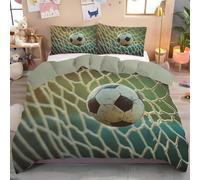 GSAEIMCT Housse De Couette 200X200Cm Vert Football en Filet De Soie,Parure De Lit 2 Personnes Sports Modernes,Douce Microfibre 3D Imprimée Housses Couettes avec Taies d'oreiller avec Fermeture Éclair