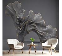 GSAEIMCT Intérieure Papier Peint 450X300Cm Sculpture Linéaire Abstraction 3D Amovible Fresque Murale Décorer Papier Peint Photo Or Noir Pour Meuble Salon Salle Bain Chambre Armoire