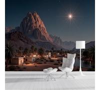 GSAEIMCT Intérieure Papier Peint 450X300Cm Village Du Désert Paysage Architectural Amovible Fresque Murale Décorer Papier Peint Photo Bleu Pour Meuble Salon Salle Bain Chambre Armoire