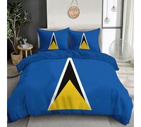 GSAEIMCT Microfibre Housse De Couette 240X260Cm,Drapeau De Sainte-Lucie Motif Parure De Lit avec Fermeture Éclair,Jaune Bleu Réversible Housse De Couette avec Taie d'oreiller