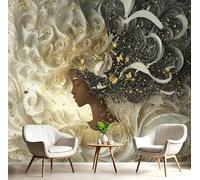 GSAEIMCT Or Dame Découpeuse De Papier 3D Art Papier Peint Panoramique Personnages Fantastiques Décoration Manger Adulte Chambre D'Enfants Intérieure Salon Étude Canapé Chambre Fond Tv Mur,250X170Cm