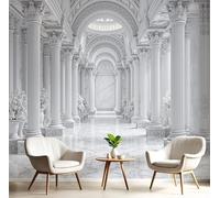 GSAEIMCT Papier Peint 3D Blanc Couloir De Marbre 250X170Cm Poster Geant Mural Panoramique Peinture Murale Interieur Architecture Classique Pour Salon Chambre À Coucher D'Enfant Maison Décoration