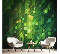 GSAEIMCT Papier Peint 3D Panoramique Mosaïque Carrée Textures Cyberpunk Murale Tapisserie Vert Pour Salon Chambre Restaurant Couloir Tv Fond Décor Mural 350X260Cm