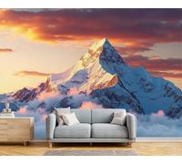 GSAEIMCT Papier Peint 3D Panoramique Pic Du Coucher De Soleil Photographie De Paysage Murale Tapisserie Rouge Orangé Pour Salon Chambre Restaurant Couloir Tv Fond Décor Mural 250X170Cm