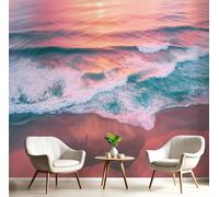 GSAEIMCT Papier Peint 3D Rouge Bleu Sunset Beach 250X170Cm Poster Geant Mural Panoramique Peinture Murale Interieur Paysages De Rêve Pour Salon Chambre À Coucher D'Enfant Maison Décoration