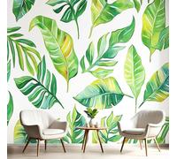 GSAEIMCT Papier Peint 3D Vert Feuilles Fraîches 450X300Cm Poster Geant Mural Panoramique Peinture Murale Interieur Plantes À L'Aquarelle Pour Salon Chambre À Coucher D'Enfant Maison Décoration
