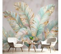 GSAEIMCT Papier Peint Beige Feuilles De Bananier De Luxe Poster Tableaux Photo Mural Panoramique 3D Illustrations À L'Aquarelle Pour Salon Meubles Chambre À Couche Couloir Décoration Murale,250X170Cm