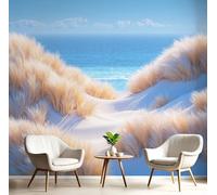 GSAEIMCT Papier Peint Bleu Sable Dunes De Plages De Sable Poster Tableaux Photo Mural Panoramique 3D Paysages Naturels Pour Salon Meubles Chambre À Couche Couloir Décoration Murale,400X280Cm