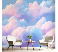 GSAEIMCT Papier Peint Mural Bleu Poudre Nuages Du Ciel Photo 3D En Soie,Paysage De Rêve Peinture Murale,Salon Chambre Arrière-Plan De La Télévision,Décoration Murale De La Maison,250X170Cm