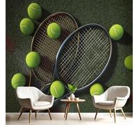 GSAEIMCT Papier Peint Mural Noir Vert Court De Tennis Photo 3D En Soie,Art Du Mouvement Peinture Murale,Salon Chambre Arrière-Plan De La Télévision,Décoration Murale De La Maison,200X140Cm