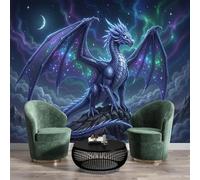 GSAEIMCT Papier Peint Panoramique 3D Dragon Du Ciel Étoilé Créatures Magiques Soie Poster Murale Décoration Bleu Pour Salon Chambre Fond De Mur Tv Papier Peint Murales,350X260Cm