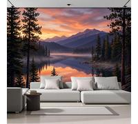 GSAEIMCT Papier Peint Panoramique 3D Mountains Lakes Park Scenery Soie Poster Murale Décoration Orange Color Pour Salon Chambre Fond De Mur Tv Papier Peint Murales, 300X210Cm