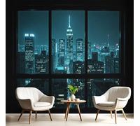 GSAEIMCT Papier Peint Panoramique 3D Soie,Bleu La Ville Du Ciel Nocturne 350X260Cm Paysage Urbain Pour Salon Chambre À Coucherr Salle Restaurant Enfant Fond Tv Décoration Murale