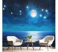 GSAEIMCT Papier Peint Panoramique 3D Soie,Bleu Pleine Lune Océan 300X210Cm Paysage De Rêve Pour Salon Chambre À Coucherr Salle Restaurant Enfant Fond Tv Décoration Murale