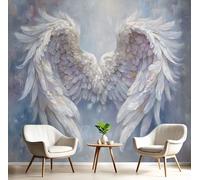 GSAEIMCT Papier Peint Panoramique Ailes D'Ange Art Onirique Blanc Grisâtre 200X140Cm Poster Géant Mural 3D,Décoration Murale Premium,Pour Salon,Chambre Adulte,Chambre D'Enfants & Bureau