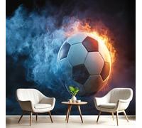 GSAEIMCT Papier Peint Panoramique Bleu Et Blanc Football Fumé 3D Tapisserie Peinture Murale Interieur Peinture À L'Huile Abstraite Pour Chambre Salon À Coucher D'Enfant Maison Décoration,150X105Cm