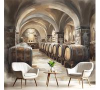 GSAEIMCT Papier Peint Panoramique Brun Cave À Vin 3D Tapisserie Peinture Murale Interieur Illustrations À L'Aquarelle Pour Chambre Salon À Coucher D'Enfant Maison Décoration,300X210Cm