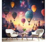 GSAEIMCT Papier Peint Panoramique Couleur Montgolfière Du Château 200X140Cm Revêtement Mural Paysage Fantastique Poster Tableaux Photo Muraux Utilisé Pour Salon Chambre D'Enfant Décoration Murale