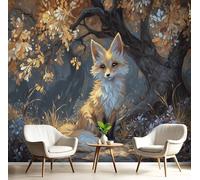 GSAEIMCT Papier Peint Panoramique Jaune Orangé Renard Des Forêts 400X280Cm Revêtement Mural Animaux Du Paysage Poster Tableaux Photo Muraux Utilisé Pour Salon Chambre D'Enfant Décoration Murale