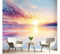 GSAEIMCT Papier Peint Panoramique Orange-Bleu Lever De Soleil Sur L'Eau 3D Tapisserie Peinture Murale Interieur Paysages De Rêve Pour Chambre Salon À Coucher D'Enfant Maison Décoration,400X280Cm