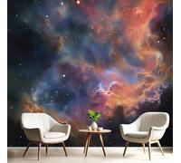 GSAEIMCT Papier Peint Panoramique Orange Noir Nébuleuse Spatiale 350X260Cm Revêtement Mural Paysage Coloré Poster Tableaux Photo Muraux Utilisé Pour Salon Chambre D'Enfant Décoration Murale