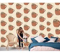GSAEIMCT Papier Peint Panoramique Paresseux Tasse À Café Photo Muraux Animaux De Dessin Animé Pour Salon Chambre Enfant Chambre Décoration Murale Moderne Poster Tableaux,450X300Cm