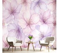 GSAEIMCT Papier Peint Panoramique Soft Cherry Blossoms 450X300Cm Décoration Murale Moderne,Tapisserie Décorative Pour Chambre Salon, Watercolor Illustration, Pinkish-Purple