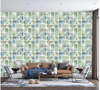 GSAEIMCT Papier Peint Panoramique Texture De Carrelage Géométrie Abstraite Gris-Vert 250X170Cm Poster Géant Mural 3D,Décoration Murale Premium,Pour Salon,Chambre Adulte,Chambre D'Enfants & Bureau