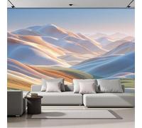 GSAEIMCT Papier Peint Panoramique Végétation De Colline 400X280Cm Décoration Murale Moderne,Tapisserie Décorative Pour Chambre Salon,Réalisme Abstrait,Crème