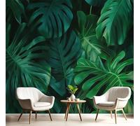 GSAEIMCT Papier Peint Panoramique Vert Foncé Feuilles De Plantes 3D Tapisserie Peinture Murale Interieur Paysages Tropicaux Pour Chambre Salon À Coucher D'Enfant Maison Décoration,300X210Cm