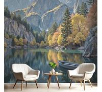 GSAEIMCT Papier Peint Panoramique Vert Lacs De Montagne 3D Tapisserie Peinture Murale Interieur Paysages Naturels Pour Chambre Salon À Coucher D'Enfant Maison Décoration,150X105Cm