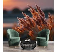 GSAEIMCT Papier Peint Photo Rouge Sunset Prairie Panoramique 3D Rêve Réalité Murale Salon Tv Fond Mur Chambre Salle À Manger Coucher Maison Décoration Intérieure,350X260Cm