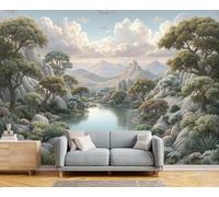 GSAEIMCT Papier Peint Soie Eau De Montagne Pastorale Lacs Et Montagnes Poster Tableaux Photo Muraux Utilisé Pour Salon Chambre Chambre D'Enfant Décoration Murale,250X170Cm