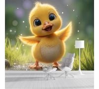 GSAEIMCT Papier Peint Soie Mural 3D Jaune-Vert Canards Des Prairies 400X280Cm Muraux Poster Geant Tapisserie Photo Décoration Murale,Animaux Du Paysage Salon Chambre Bureau Couloir Peinture Décor