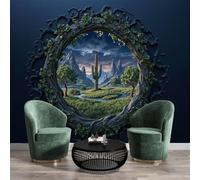 GSAEIMCT Papier Peint Soie Mural 3D Noir Vert Portal Cactus 350X260Cm Muraux Poster Geant Tapisserie Photo Décoration Murale,Décors Fantastiques Salon Chambre Bureau Couloir Peinture Décor